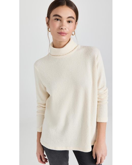 Enza Costa Boucle Knit Tunic Turtleneck in White | Lyst