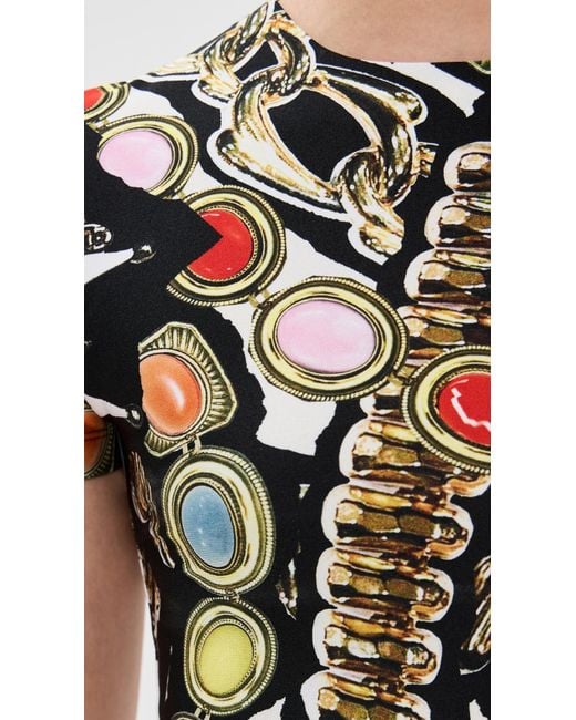 Area Black Gemstone Chain Printed Cropped Tee