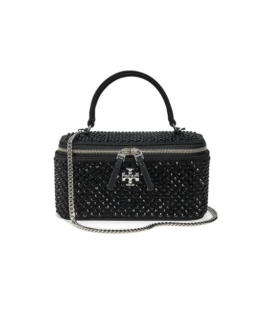 Tory Burch Women's Black Kira Satin Hot Fix Vanity Case