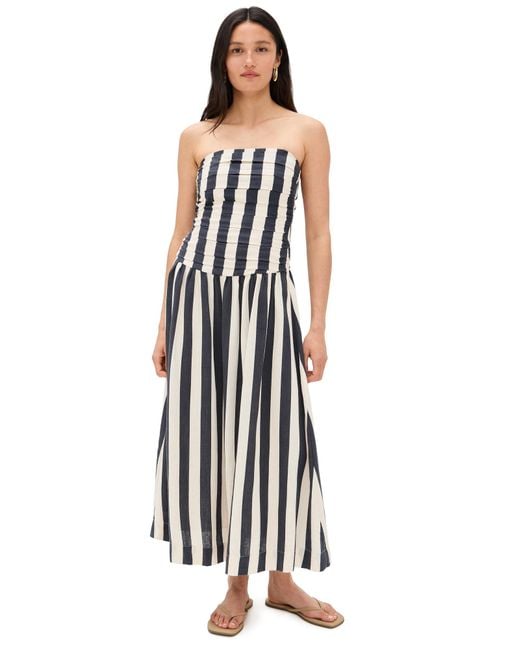 moon river strapless pleated midi dress Moon River Tide Lines Strapless Ruched Midi Dress | Wild Dove Boutique