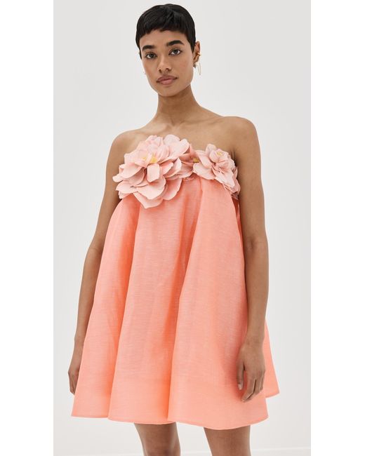 Zimmermann Pink Natura Strapless Mini Dress