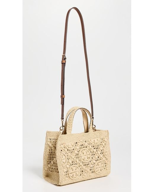 Tory Burch Natural T Monogram Raffia Square Tote