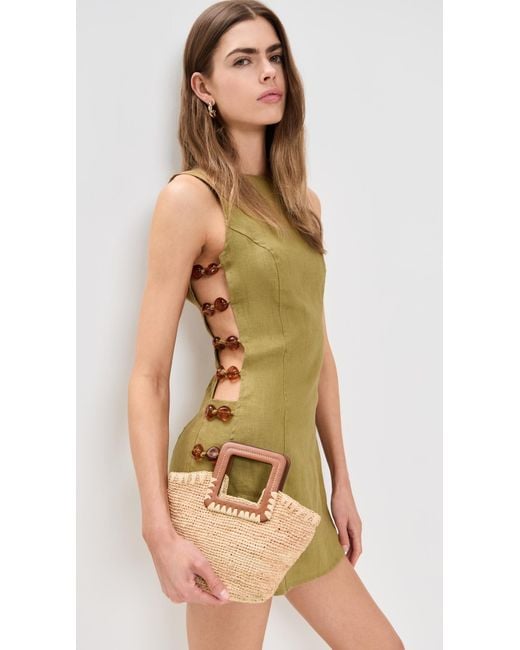 Vrg Grl Tia Linen Mini Dress in Green | Lyst
