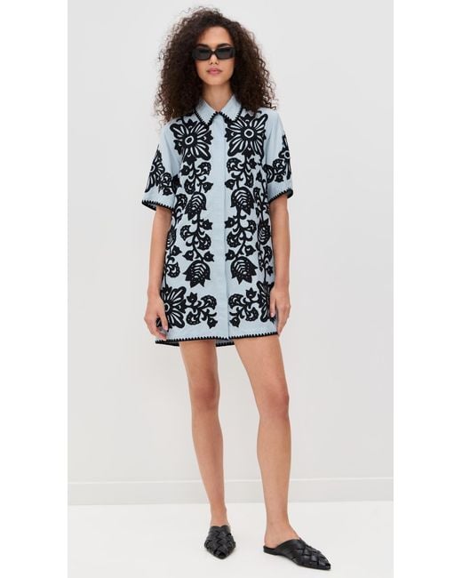 Sea Black Liliana Applique Mini Shirt Dress