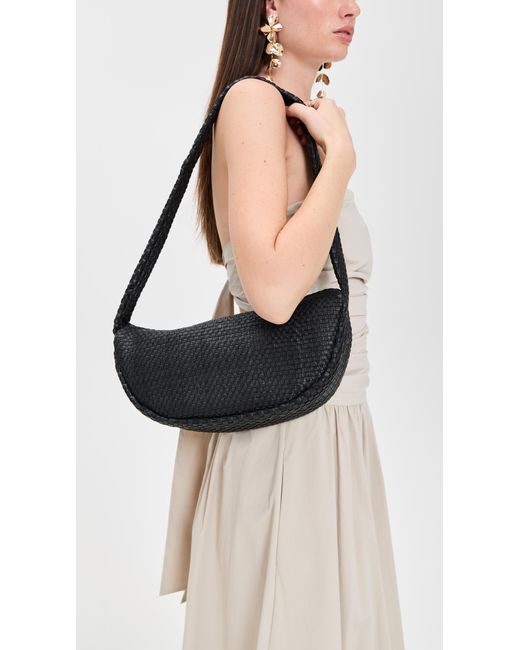 St. Agni Black Lattice Weave Crescent Bag