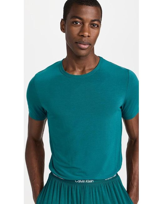 Calvin Klein Blue Ultra Soft Modern Lounge Crewneck T-shirt for men