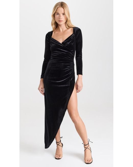 TARA SIDE DRAPE GOWN – Black – Norma Kamali