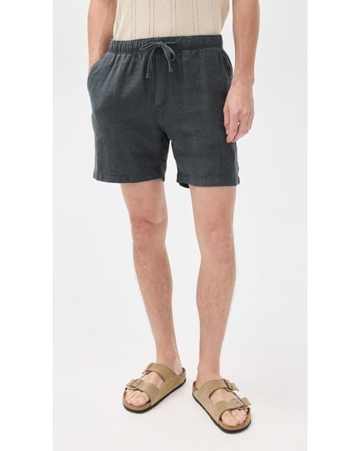 Faherty Brand Black Essential Linen Shorts 6.5 for men
