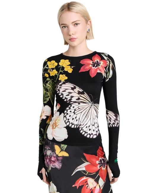 Alice + Olivia Red Alice + Olivia Delaina Long Leeve Top Eential Floral