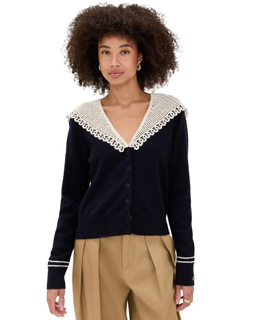 Sea Black Marie Knit Embroidery Cardigan