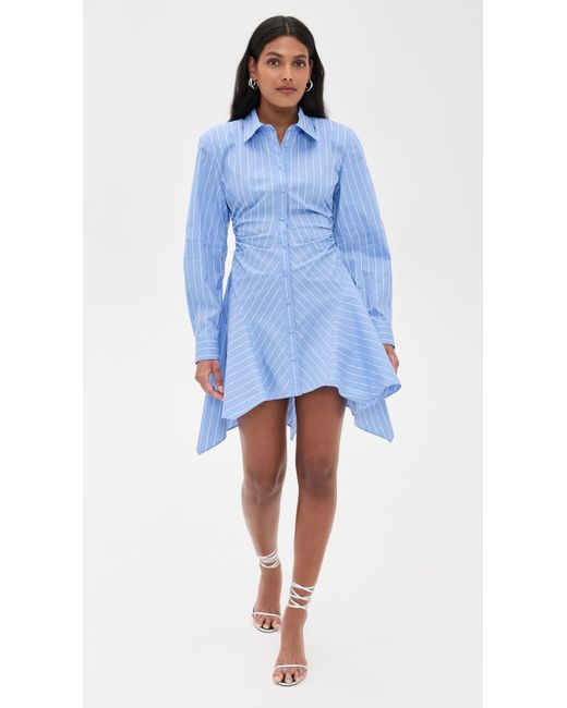 AKNVAS Blue Deena Striped Button Down Dress