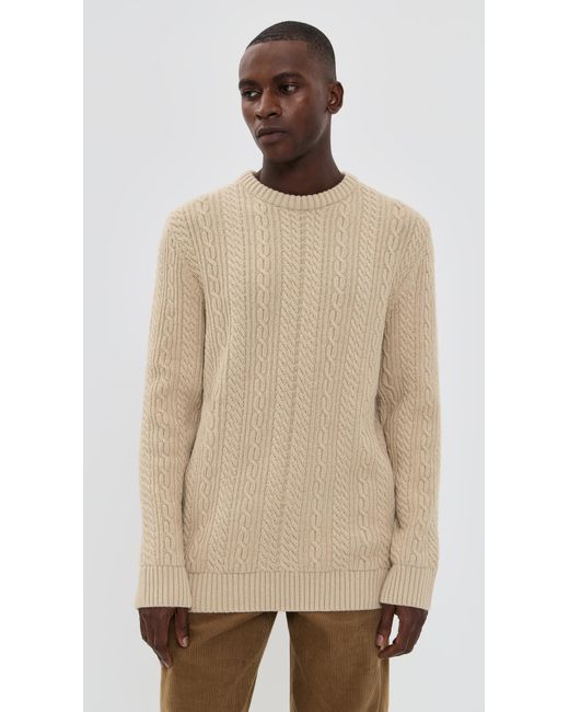 Barbour Natural Lowfen Cable Crew for men