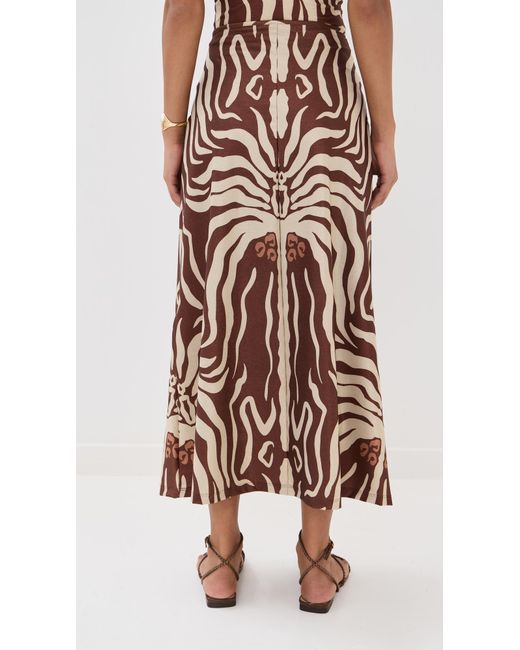 Johanna Ortiz Natural Shimmering Mocca Keel Midi Skirt