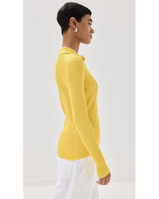 Another Tomorrow Yellow Another Toorrow Ribbed Knit Poo Bright Chartruee