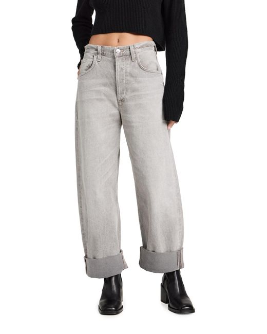 Citizens of Humanity Black Ayla baggy Cuffed Crop Jeans