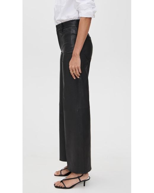 FRAME Black Leather Le Slim Palazzo Modernist Pocket Pants