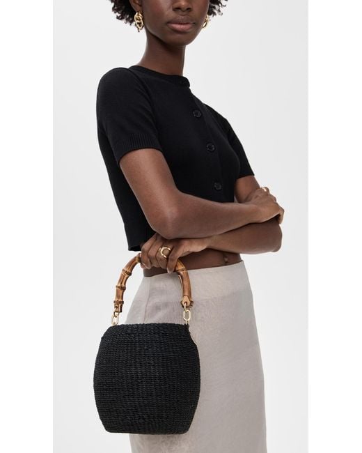 Clare V. Black Pot De Miel With Bamboo Handle Top