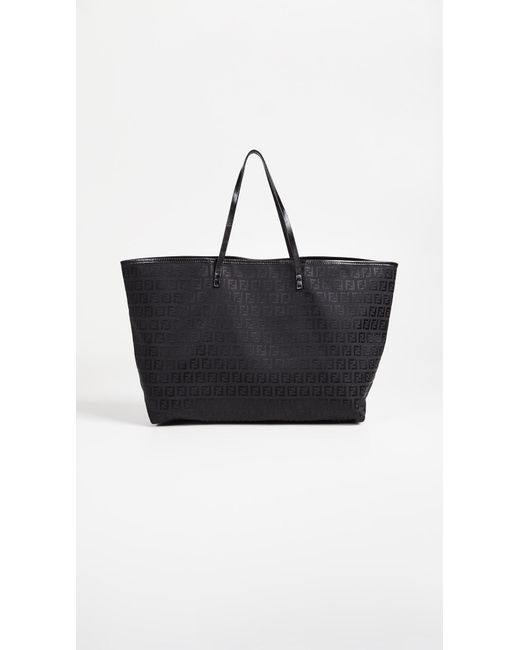 What Goes Around Comes Around Canvas Fendi Zucchino Roll Tote Bag in Black  | Lyst