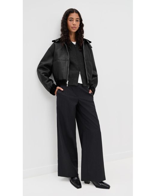 Helmut Lang Black Shearling Bomber Jacket