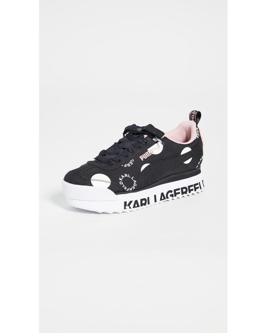 PUMA Neoprene X Karl Lagerfeld Roma Amor Polka Dot Sneakers in Black | Lyst