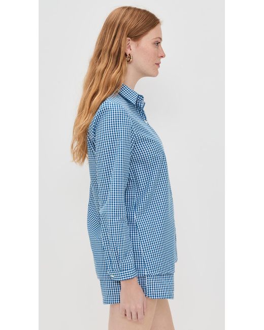 Playa Lucila Blue Button Down Top