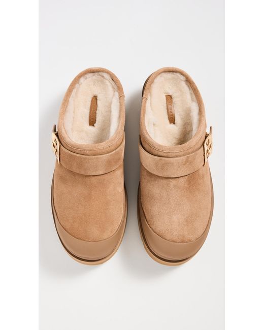Tory Burch White Mellow Shearling Platform Mules