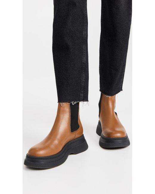 Ganni Creepers Chelsea Boots in Black | Lyst