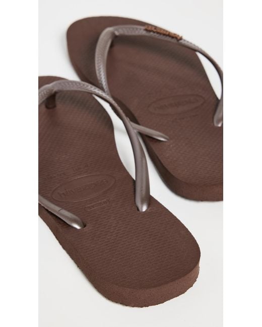 Havaianas Black Slim Logo Metallic Flip Flops
