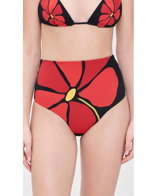 Cala De La Cruz Red Elisa Bikini Bottoms