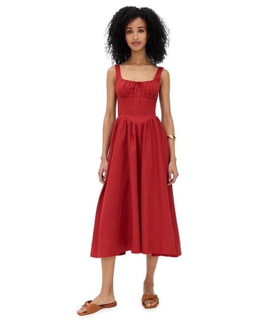 Reformation Balia Linen Dress in Red | Lyst Reformation Balia Linen Dress in Red | Lyst