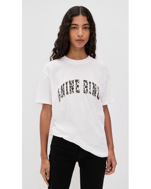 Anine Bing White Walker Tee Leopard