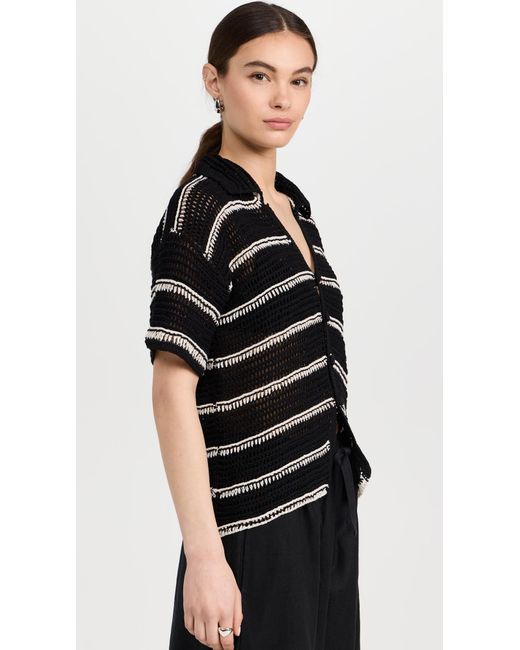 Faithfull The Brand Black Gioia Handmade Crochet Shirt