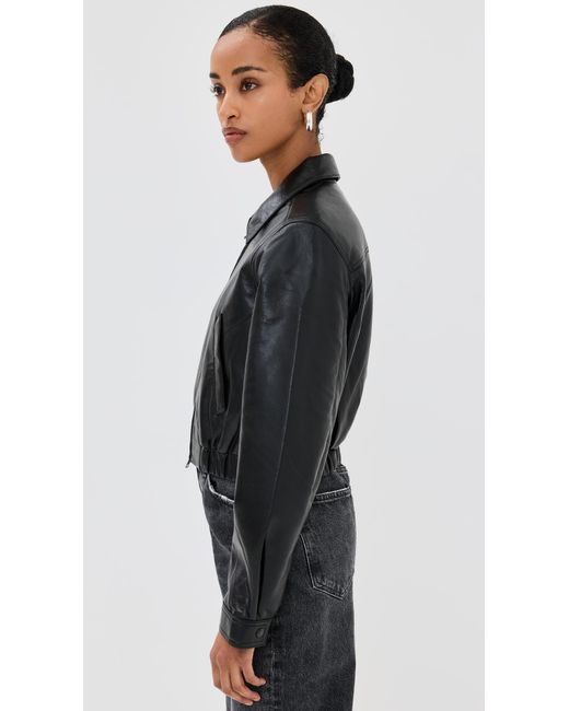Agolde Black Essie Recycled Leather Cropped Jacket