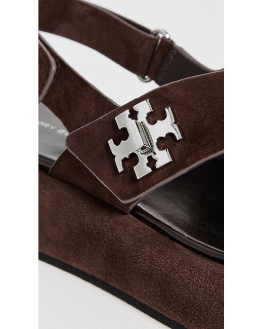 Tory Burch Brown T Lock Platform Sandals 40Mm