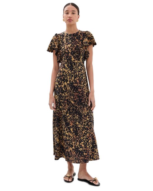 Ulla Johnson Multicolor Blithe Flutter Sleeve Midi Dress