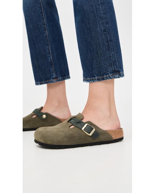 Birkenstock Green Boston Braid Clogs
