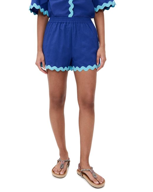 English Factory Blue Scallop Detailed Shorts