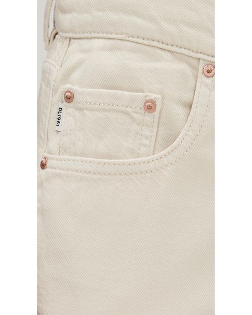 DL1961 White Aura Taylor Barrel Drawstring Jeans