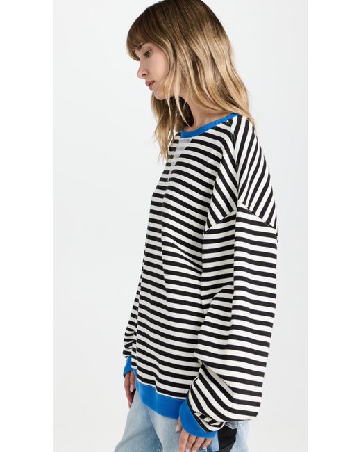 Free People Classic Striped Crew in Blue | Lyst