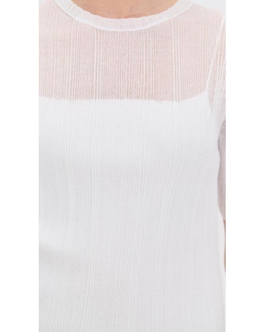 Vince White Double Layer Rib Elbow Sleeve Pullover
