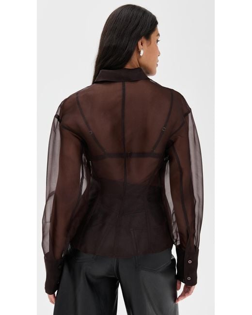Staud Brown Aida Silk Top