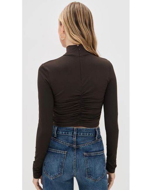Susana Monaco Blue Mock Neck Gathered Top