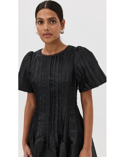 Aje. Black Nova Pleated Midi Dress