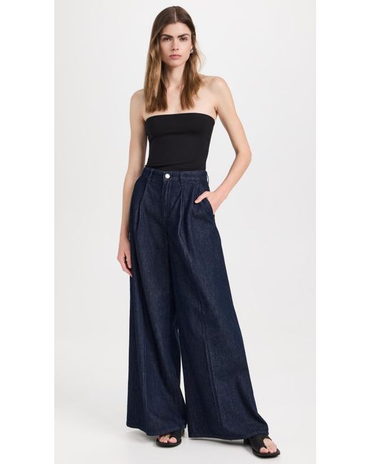 Theory Blue Pleated Wide Pants