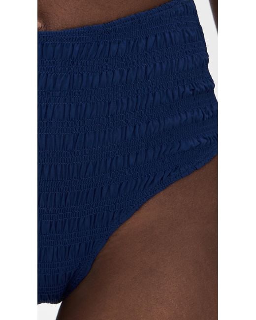 Sea Blue Shyla Solid Smocked Bikini Bottoms