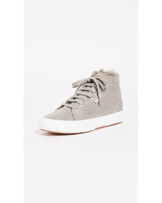 Superga Gray 2795 Sherpa Lined High Top Sneakers