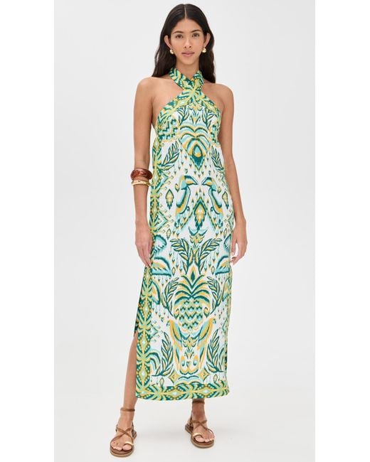 FARM Rio Tropical Tapestry Off- Halter Neck Dress in Green | Lyst