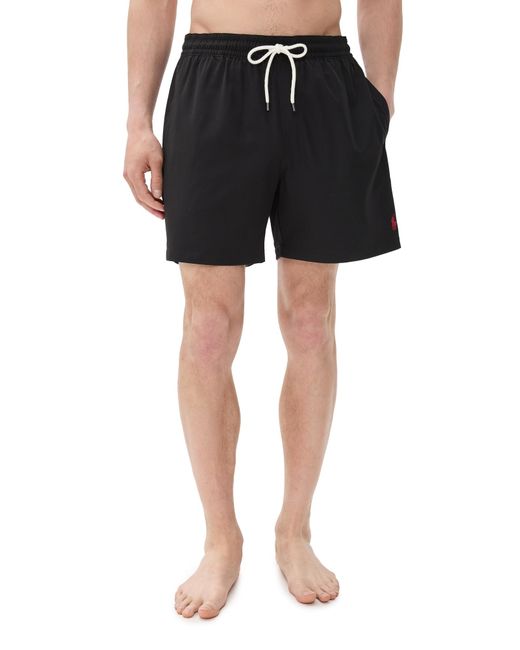 Polo Ralph Lauren Black Traveler Solid Swim Trunks for men