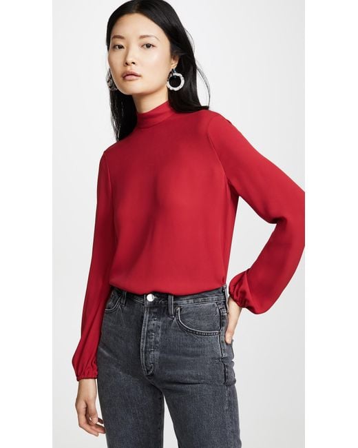 Theory Mock Neck Top in Red Lyst Canada