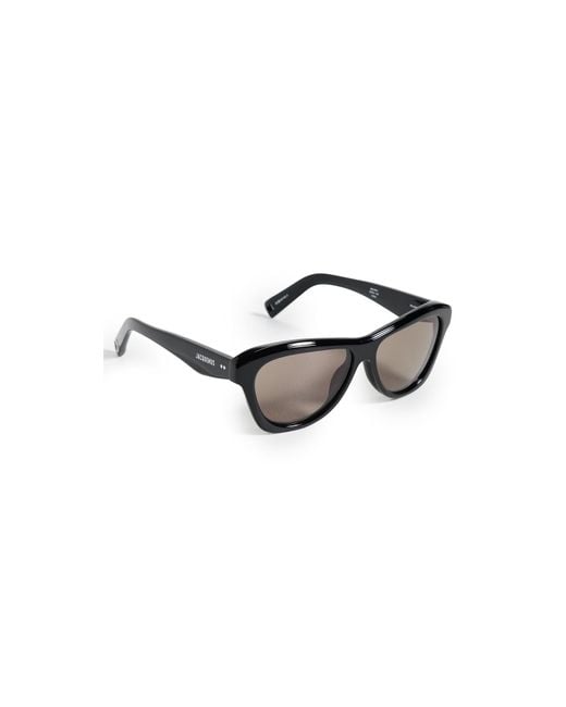 Jacquemus PALMIER JAC/59 C1 Sunglasses Shiny Black Cat Eye Frame, Grey Lenses Jacquemus Eyewear - Palmier Sunglasses in Black and Silver  main image 4